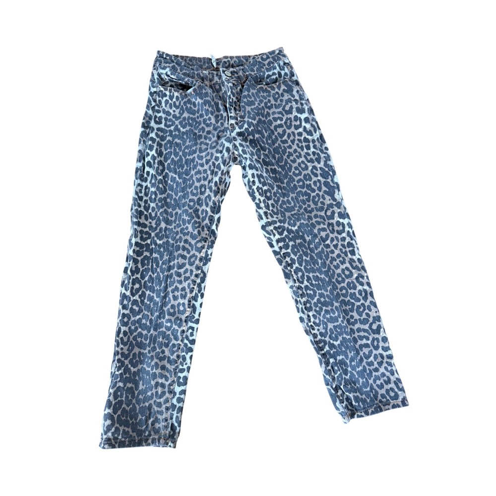Oat New York leopard print denim jeans straight animal print old money classic